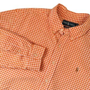 Ralph Lauren‎ Classic Fit Button Down Gingham Plaid Shirt Casual Preppy Logo XXL